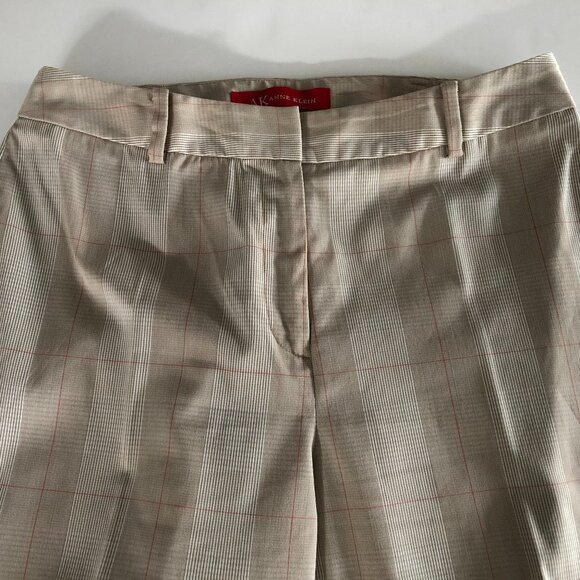 Anne Klein Vintage Check Pants in Polyester/Rayon Blend Tan, White, Orange Sz 8 - Picture 2 of 14